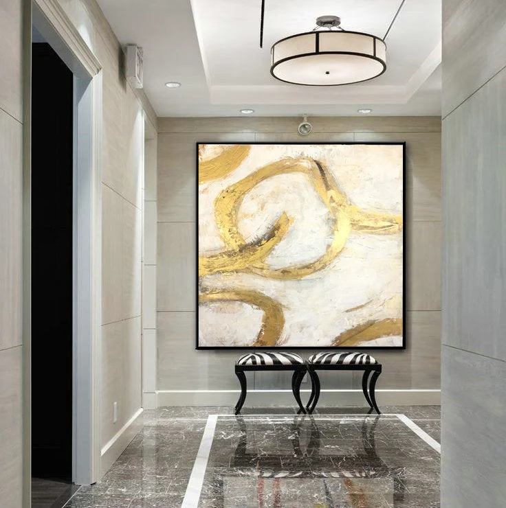 Modern Original Handmade Gold Leaf Abstract Canvas Artwork WS5FF